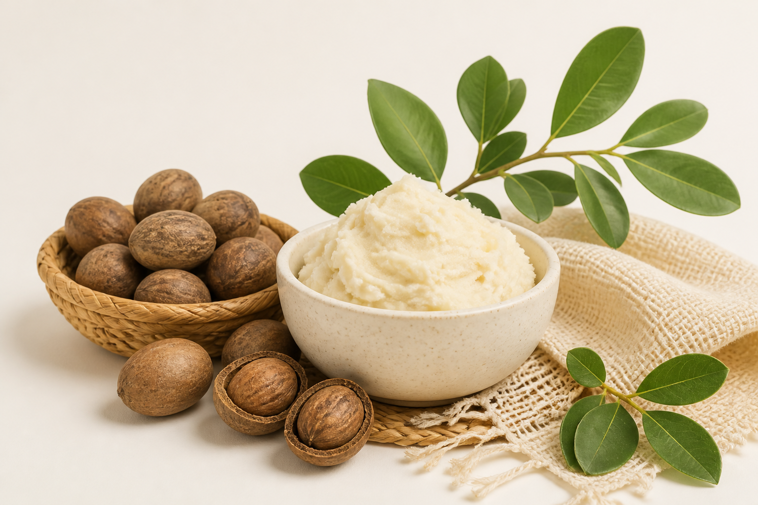 Shea nuts and creamy Nilotica shea butter